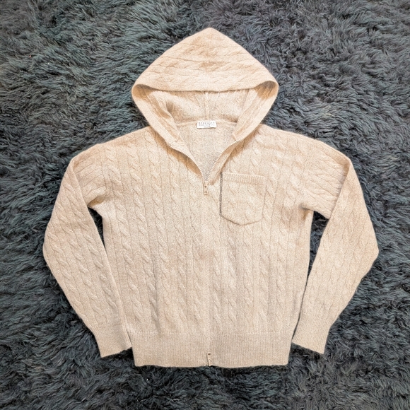 Brunello Cucinelli mohair wool blend knit hoodie, sz XS/S,New Products : American Fashion Style Bags On Sale